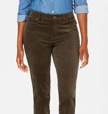 Calças de veludo cotelê Lexington Tummy Control femininas Charter Club, verde-escuro, tamanho 18