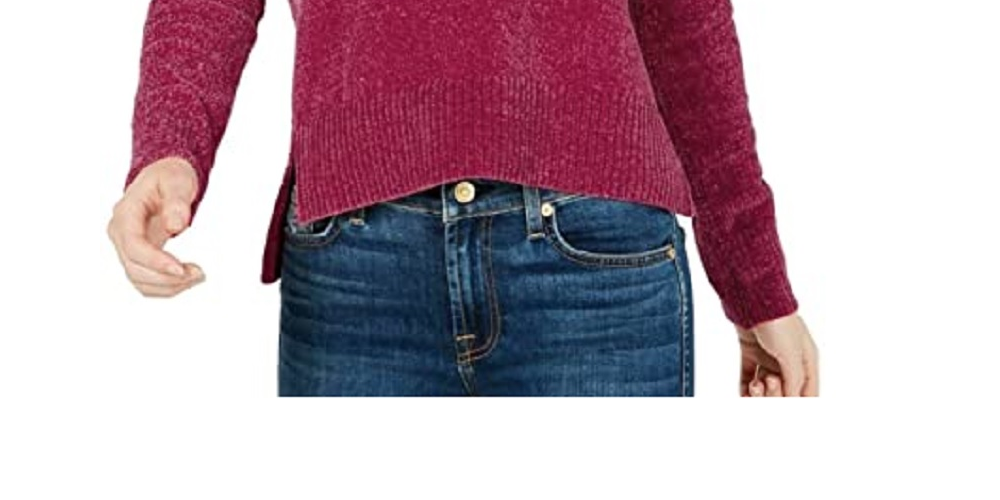 Suéter feminino Maison Jules com gola alta rosa tamanho extra grande