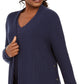 Cardigan feminino de algodão com botões laterais e abertura frontal, tamanho médio, azul, da coleção JM