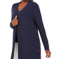 Cardigan feminino JM Collection com botões laterais e abertura frontal, azul, tamanho pequeno