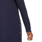Cardigan feminino JM Collection com botões laterais e abertura frontal, azul, tamanho pequeno