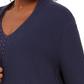 Cardigan feminino de algodão com botões laterais e abertura frontal, tamanho extra grande, azul, da coleção JM