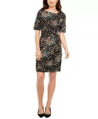 Vestido tubinho estampado feminino Alfani, preto, tamanho 10