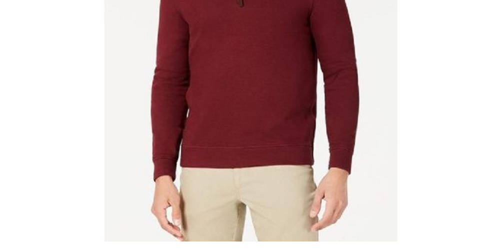 Suéter masculino Tasso Elba com zíper 1/4, vinho, tamanho 2, extra grande