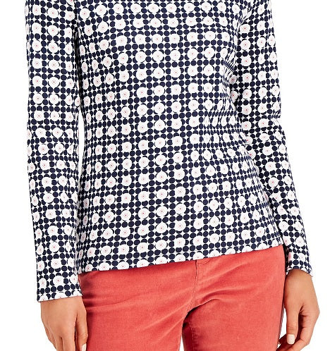 Camiseta feminina estampada de algodão pima Charter Club, branca, tamanho extra grande