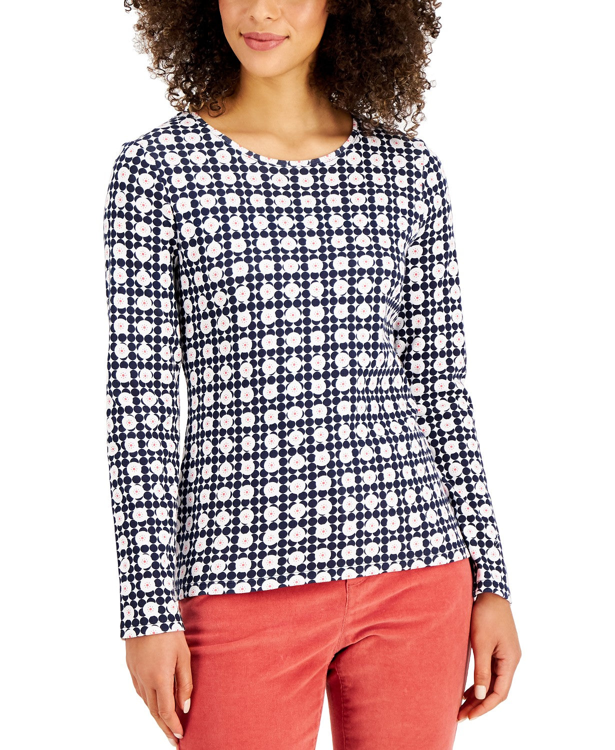 Camiseta feminina estampada de algodão pima Charter Club, branca, tamanho extra grande