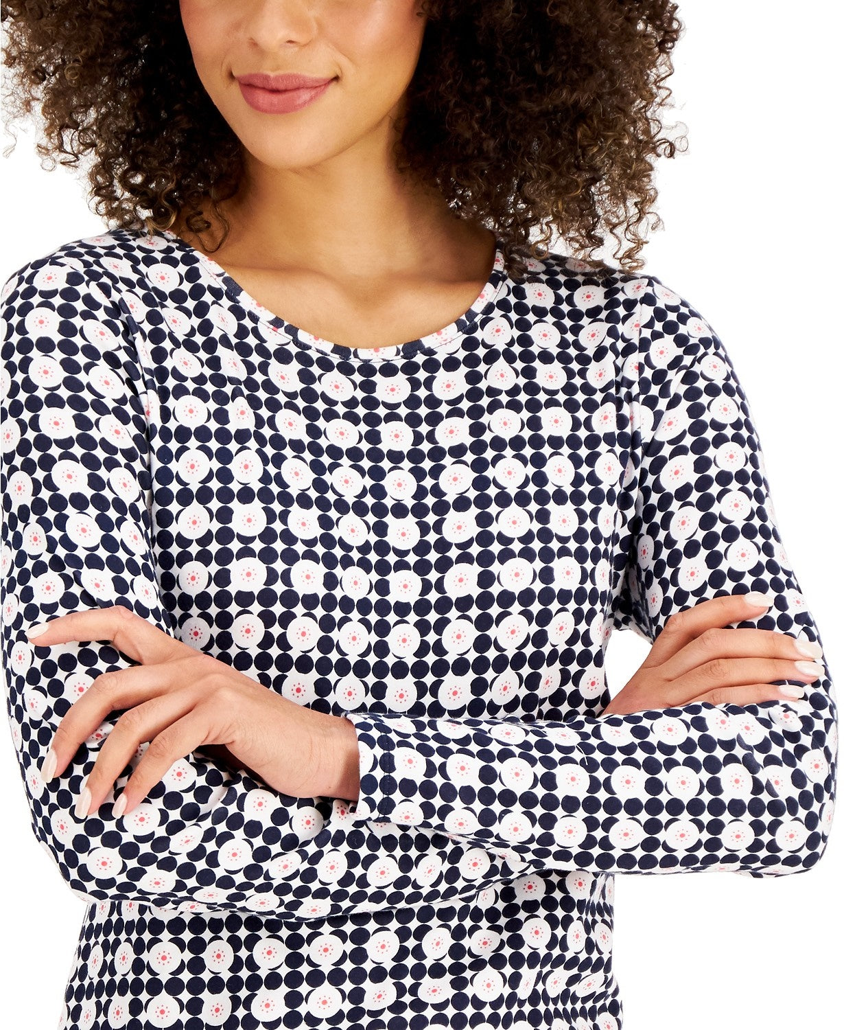 Camiseta feminina estampada de algodão pima Charter Club, branca, tamanho médio