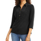 Camisa polo feminina de malha Charter Club, preta, tamanho grande