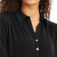 Camisa polo feminina de malha Charter Club, preta, tamanho grande