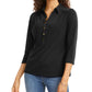Camisa polo feminina de malha Charter Club, preta, tamanho XX-G