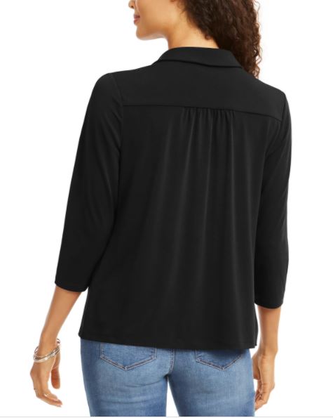 Camisa polo feminina de malha Charter Club, preta, tamanho XX-G