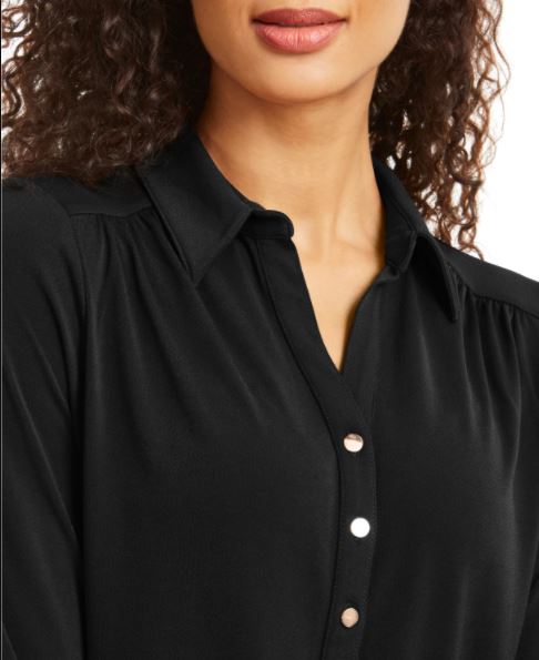 Camisa polo feminina de malha Charter Club, preta, tamanho XX-G