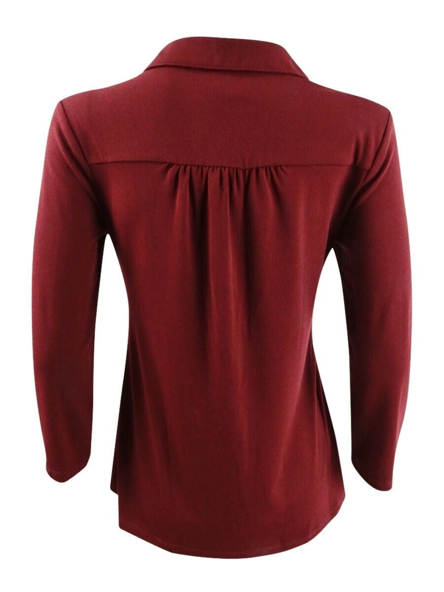 Camisa polo feminina de malha Charter Club, tamanho grande, vinho, Carriage