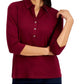 Camisa polo feminina de malha Charter Club, tamanho vinho, extra pequeno