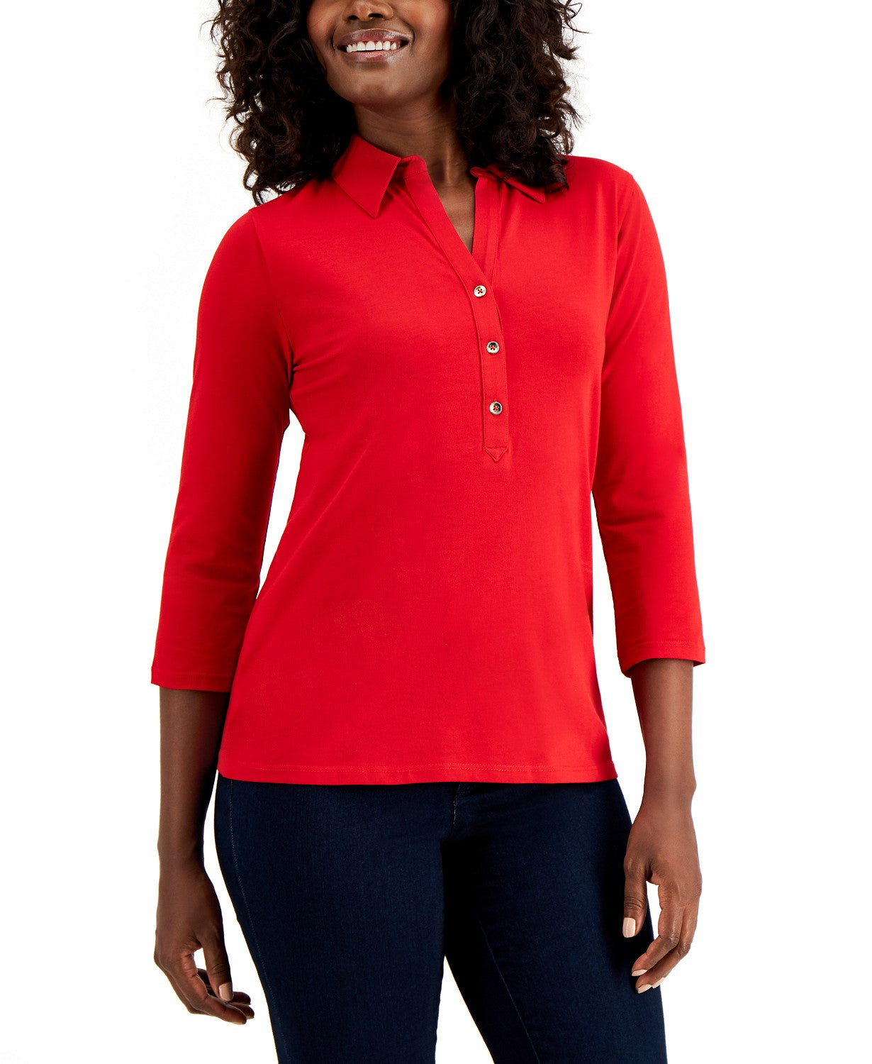 Camisa polo feminina de malha Charter Club vermelha tamanho XX-G