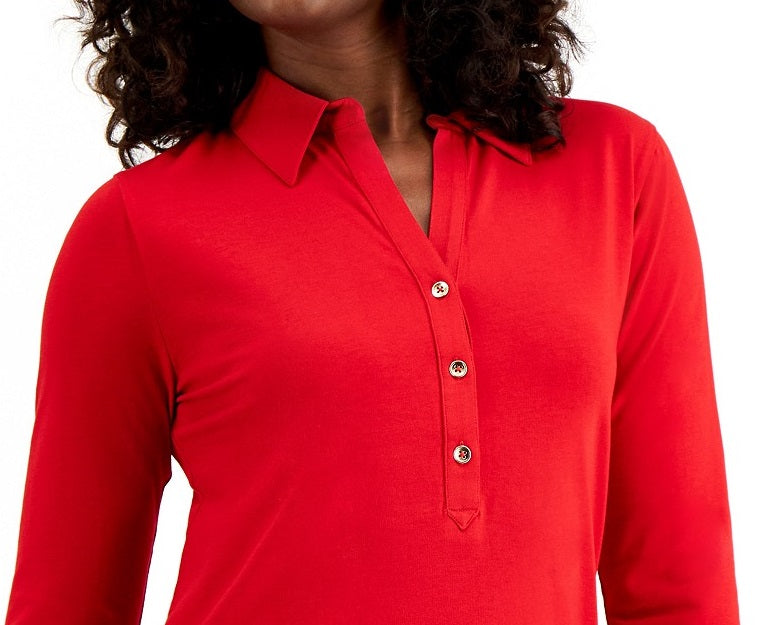 Camisa polo feminina de malha Charter Club vermelha tamanho XX-G