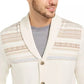 Cardigan masculino de malha intarsia com listras geométricas Tasso Elba, branco, tamanho grande