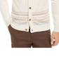 Cardigan masculino de malha intarsia com listras geométricas Tasso Elba, branco, tamanho grande