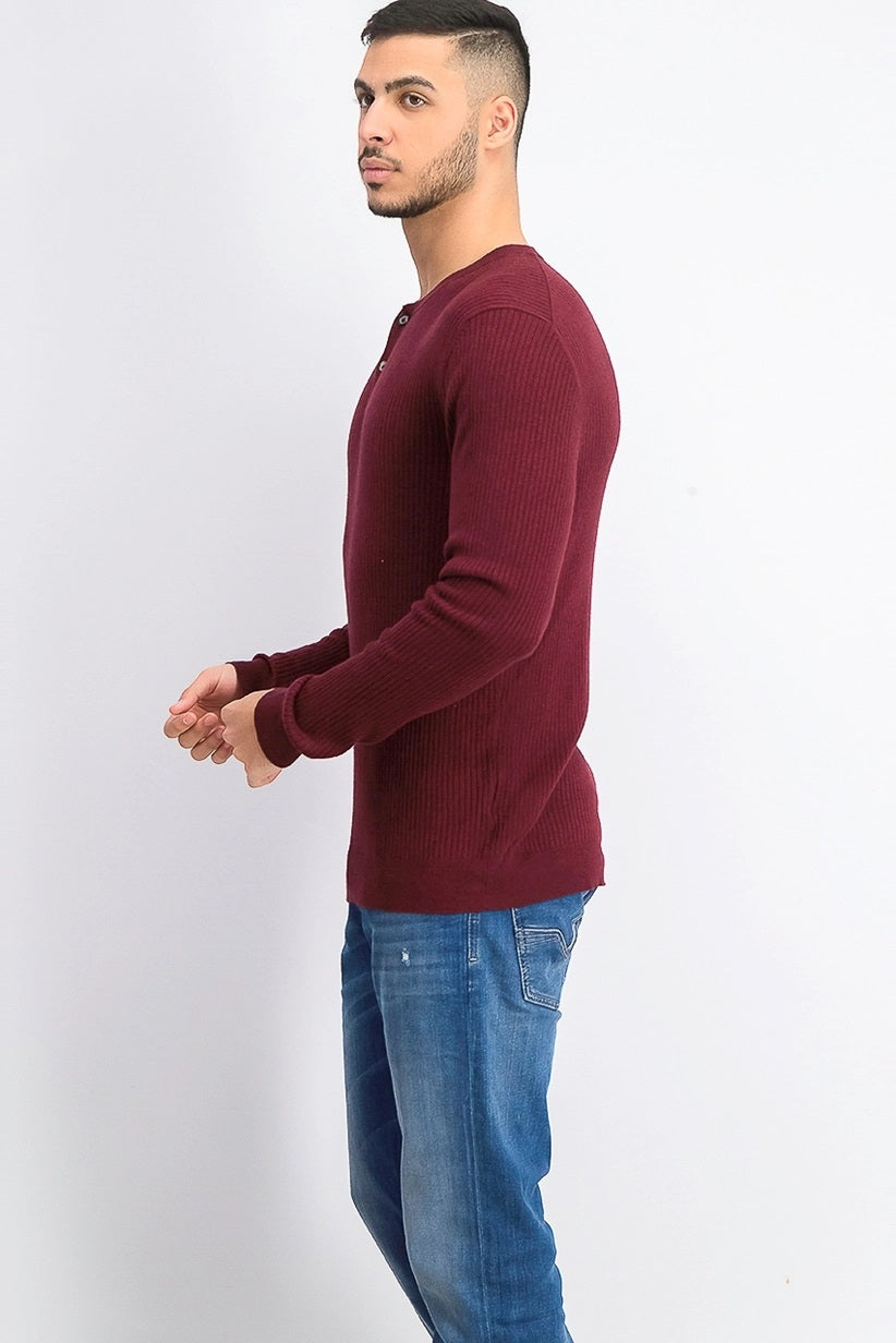 Camisa Henley Luxe Masculina Tasso Elba Vinho Tamanho 2 Extra Grande