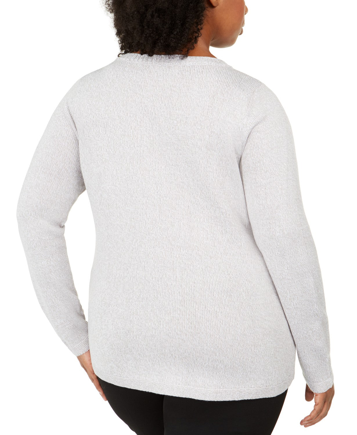 Moletom feminino Karen Scott com estampa de gatos e feriados plus size, cinza médio, tamanho 1X