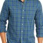 Camisa xadrez elástica de desempenho regular masculina Club Room, azul, tamanho XX-G