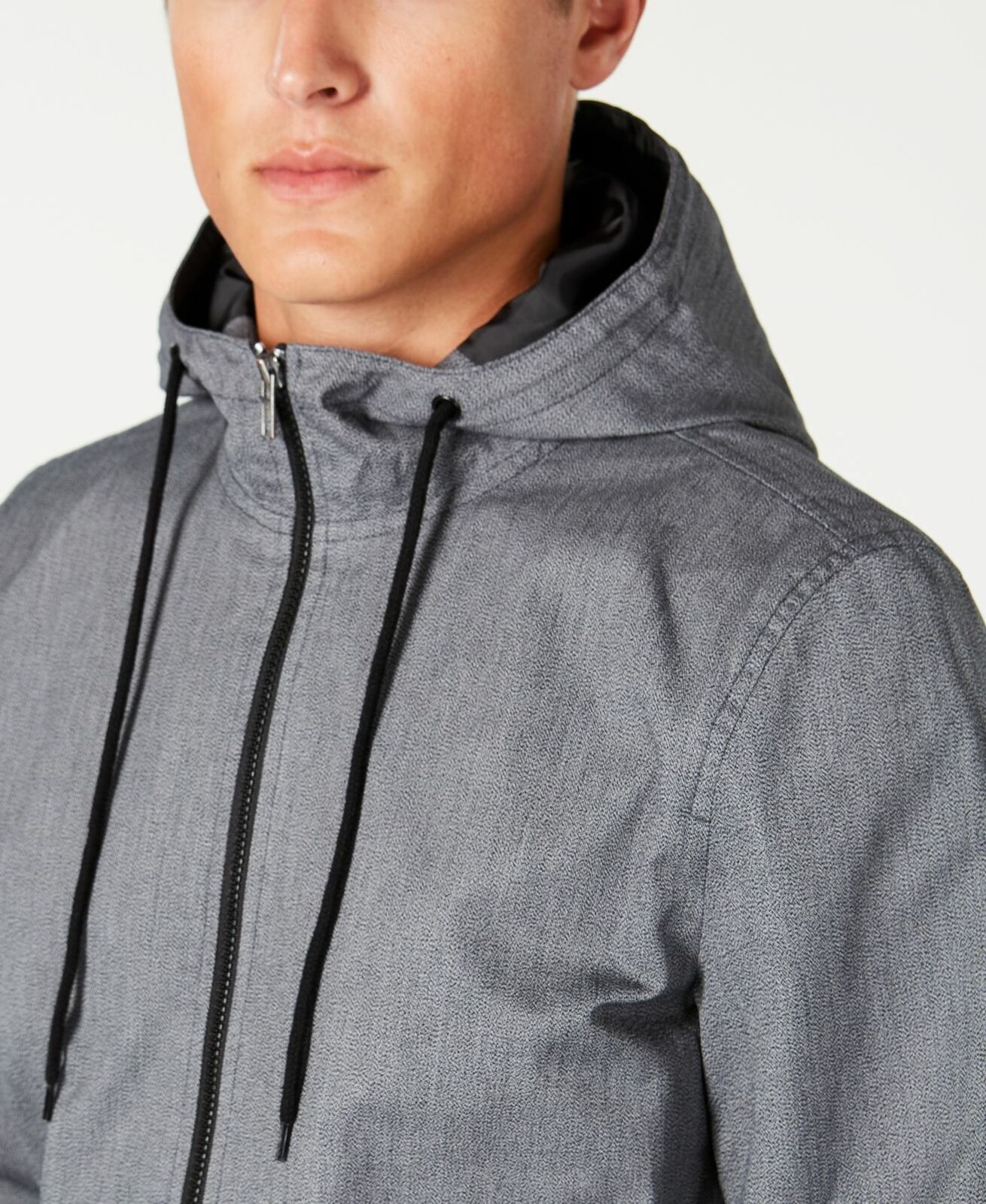 Jaqueta masculina American Rag com capuz e zíper frontal, cinza, tamanho XX-G