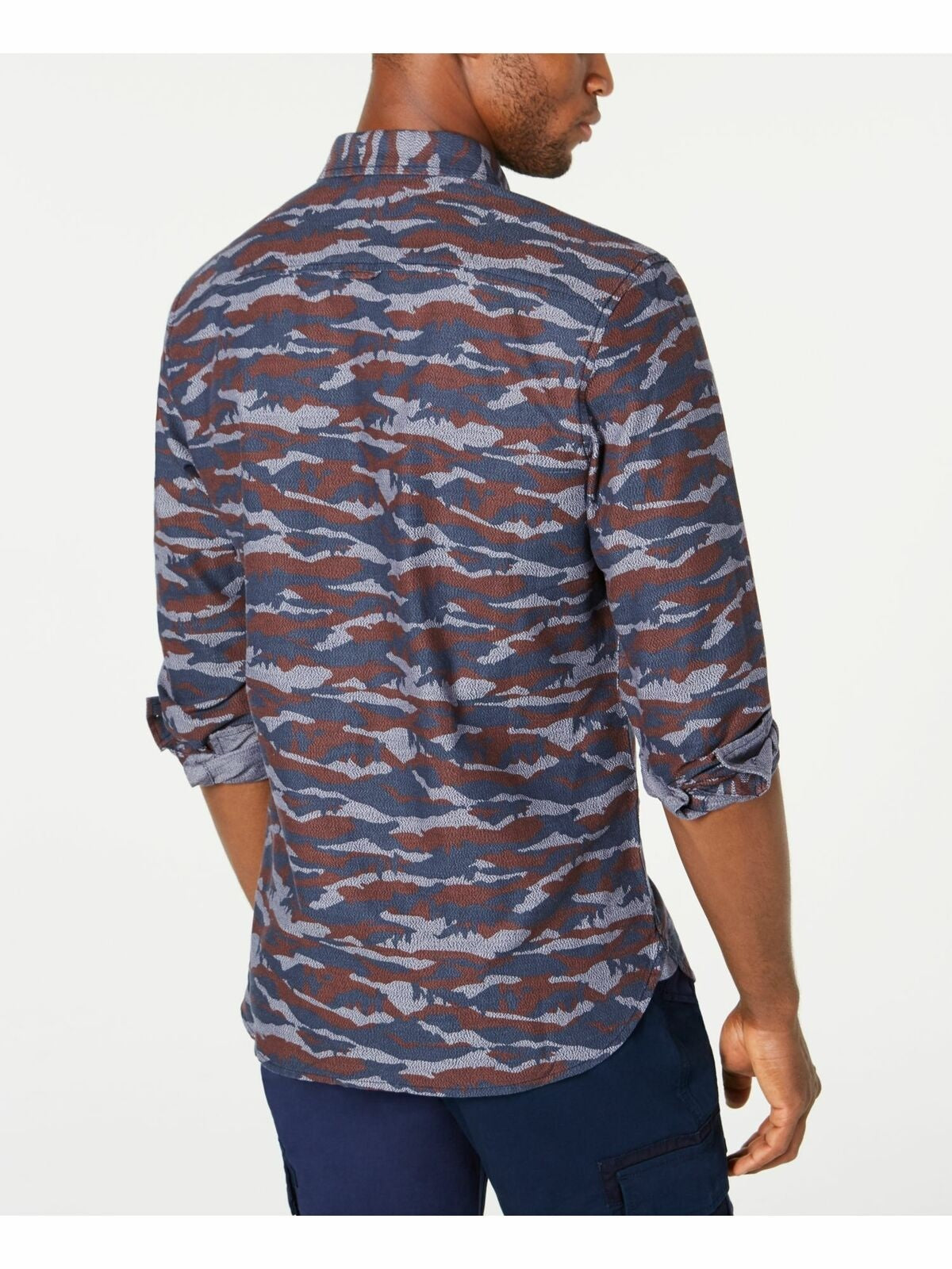 Camisa social masculina com gola estampada American Ran, tamanho médio, clássica