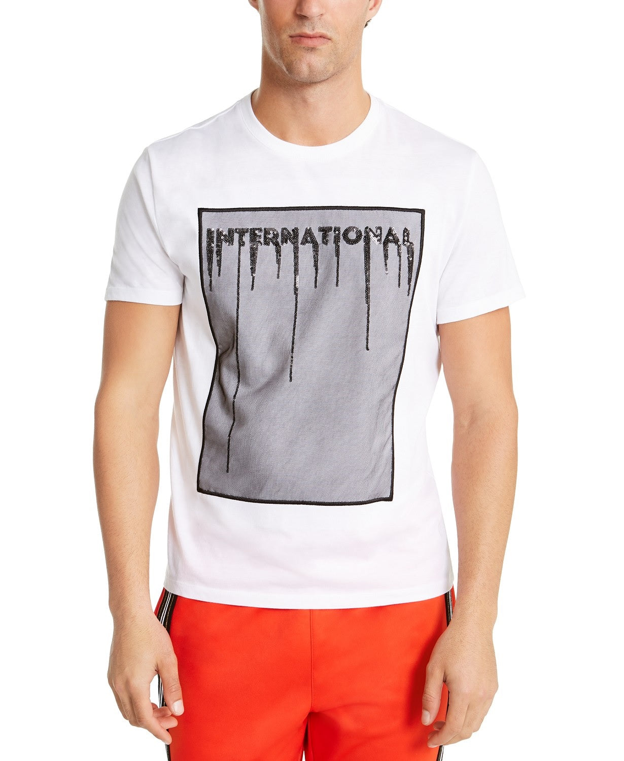 Camiseta gráfica Bensi masculina da INC International Concepts, branca, tamanho grande
