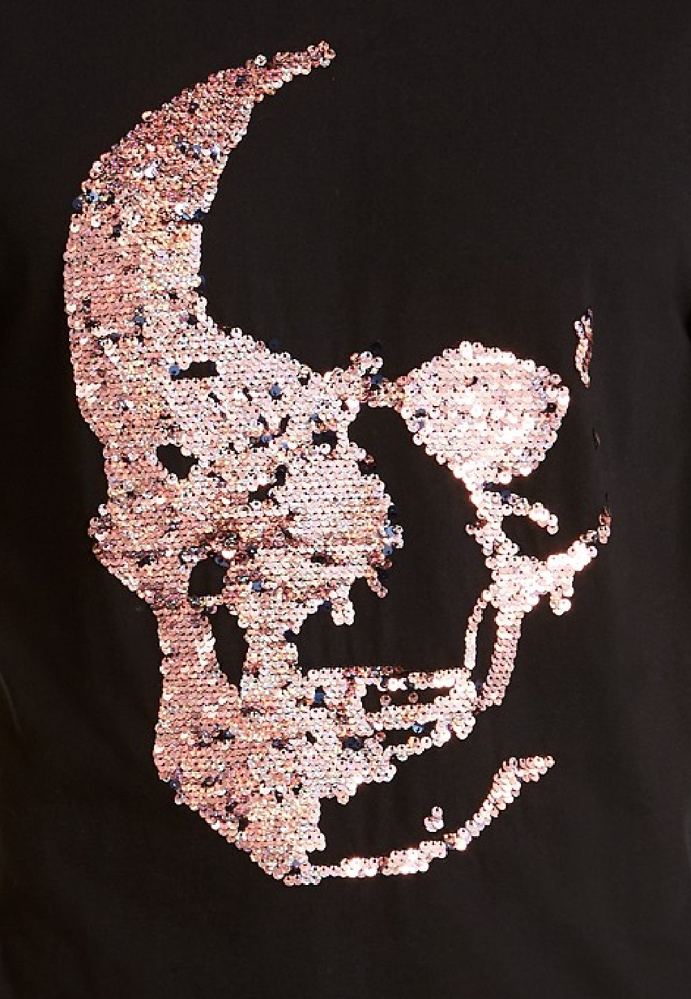 Camiseta masculina com estampa de caveira e lantejoulas Renew da INC International Concepts, preta profunda, tamanho grande