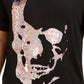 Camiseta masculina grande e alta com estampa de caveira e lantejoulas da INC International Concepts, preta, tamanho extragrande