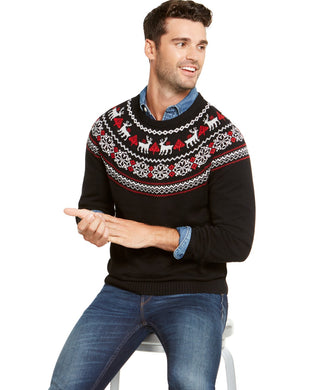 Charter Club Men's Fair-Isle Family Family Sweater Black Size Medium