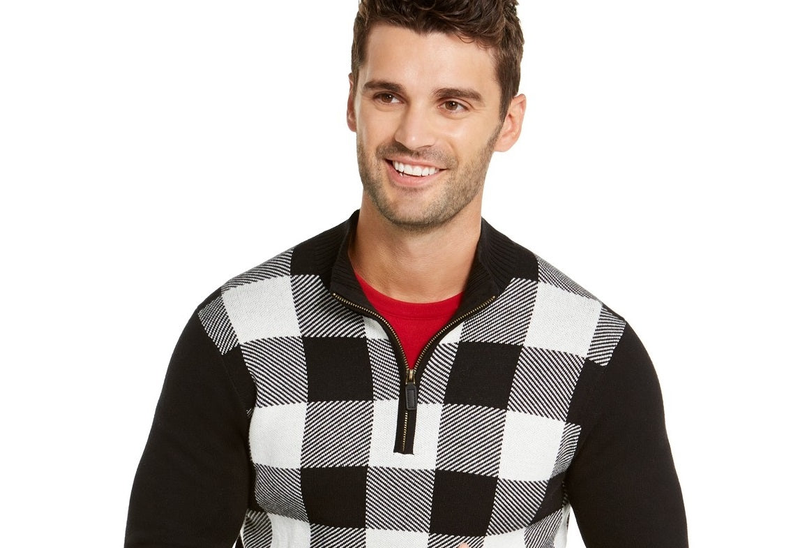Charter Club Suéter masculino Buffalo Check Family, branco, tamanho 2, extra grande