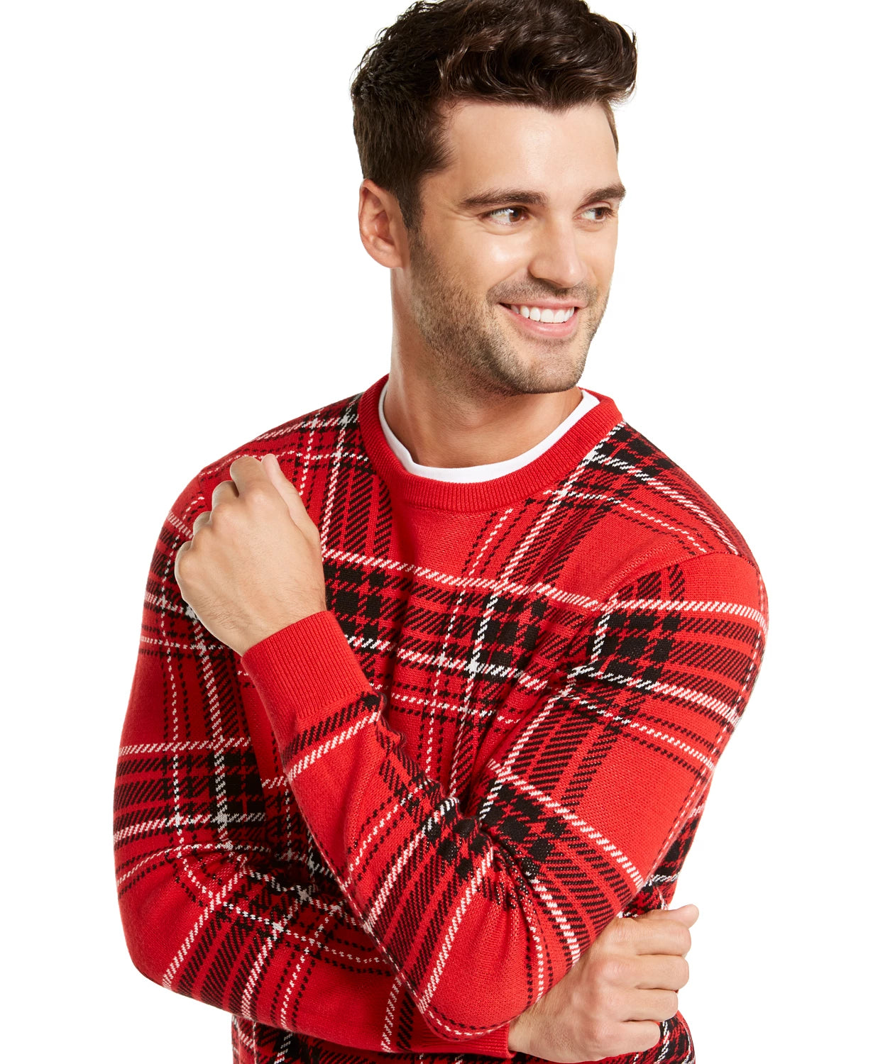 Suéter xadrez masculino Charter Club Family vermelho - tamanho pequeno