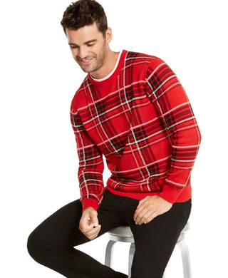 Suéter xadrez masculino Charter Club, tamanho pequeno, vermelho