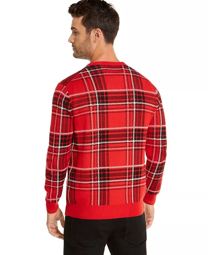 Suéter xadrez masculino Charter Club, tamanho pequeno, vermelho