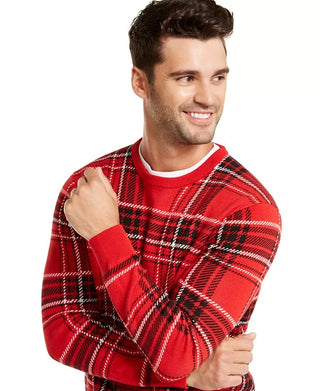 Suéter xadrez masculino Charter Club, tamanho pequeno, vermelho