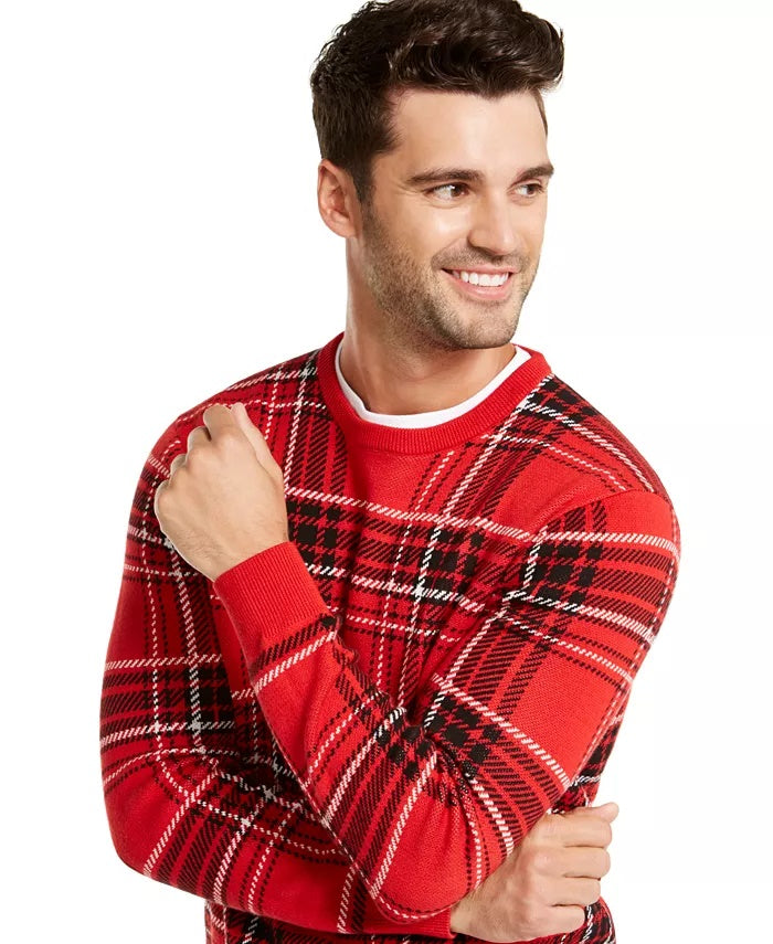 Suéter xadrez masculino Charter Club Family, vermelho, tamanho 2, extra grande