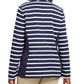 Jaqueta feminina Karen Scott Sport French Terry listrada azul tamanho extra grande