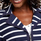 Jaqueta feminina Karen Scott Sport French Terry listrada azul tamanho extra grande
