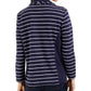 Jaqueta feminina Karen Scott Sport French Terry listrada azul marinho tamanho médio