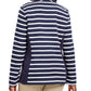 Jaqueta feminina Karen Scott Sport French Terry listrada azul marinho tamanho P