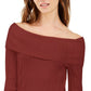 Suéter feminino canelado ombro a ombro INC International Concepts, vermelho, tamanho XX-G