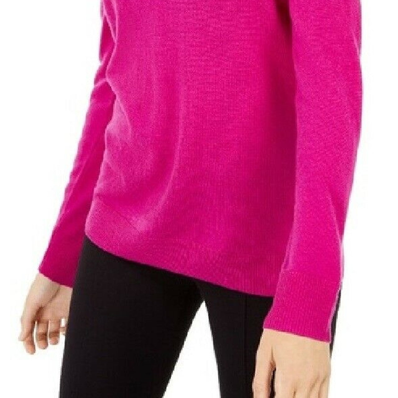 Suéter feminino com decote em V e detalhe de fechadura, da INC International Concepts, rosa escuro, tamanho extra grande