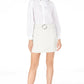 Minissaia com cinto feminina INC International Concepts, branca, tamanho 12 P
