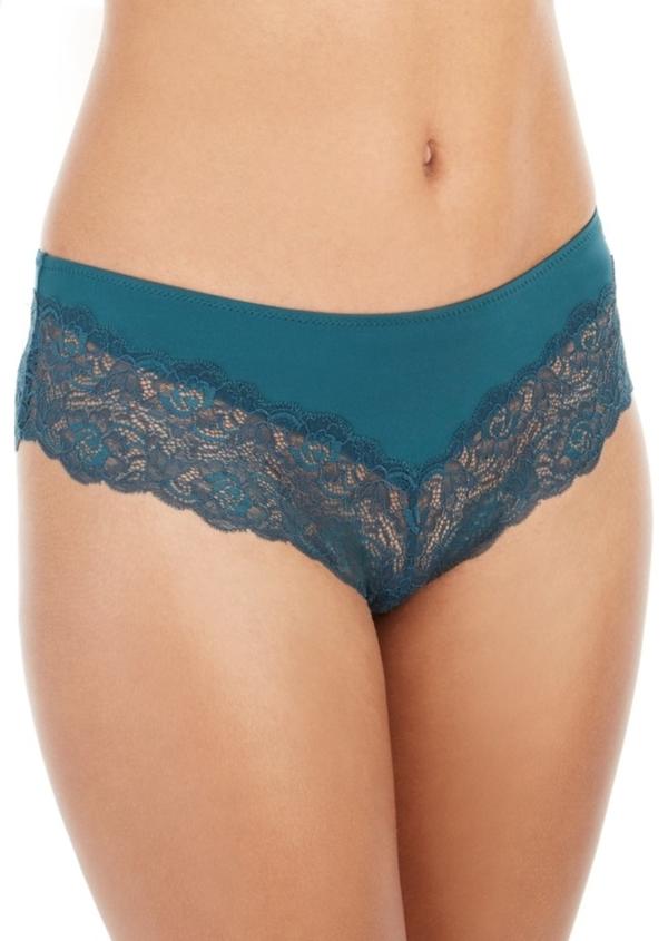 INC International Concepts Roupa íntima hipster feminina com acabamento em renda, verde, tamanho pequeno