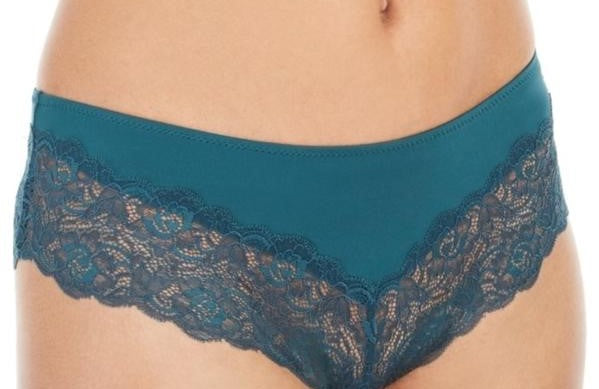 INC International Concepts Roupa íntima hipster feminina com acabamento em renda, verde, tamanho pequeno