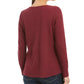 Blusa térmica feminina de algodão com decote aberto e bordado Style &amp; Co, vermelha, tamanho médio