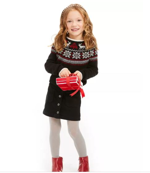 Suéter Charter Club Little Girls Fair Isle Family Preto Tamanho 5