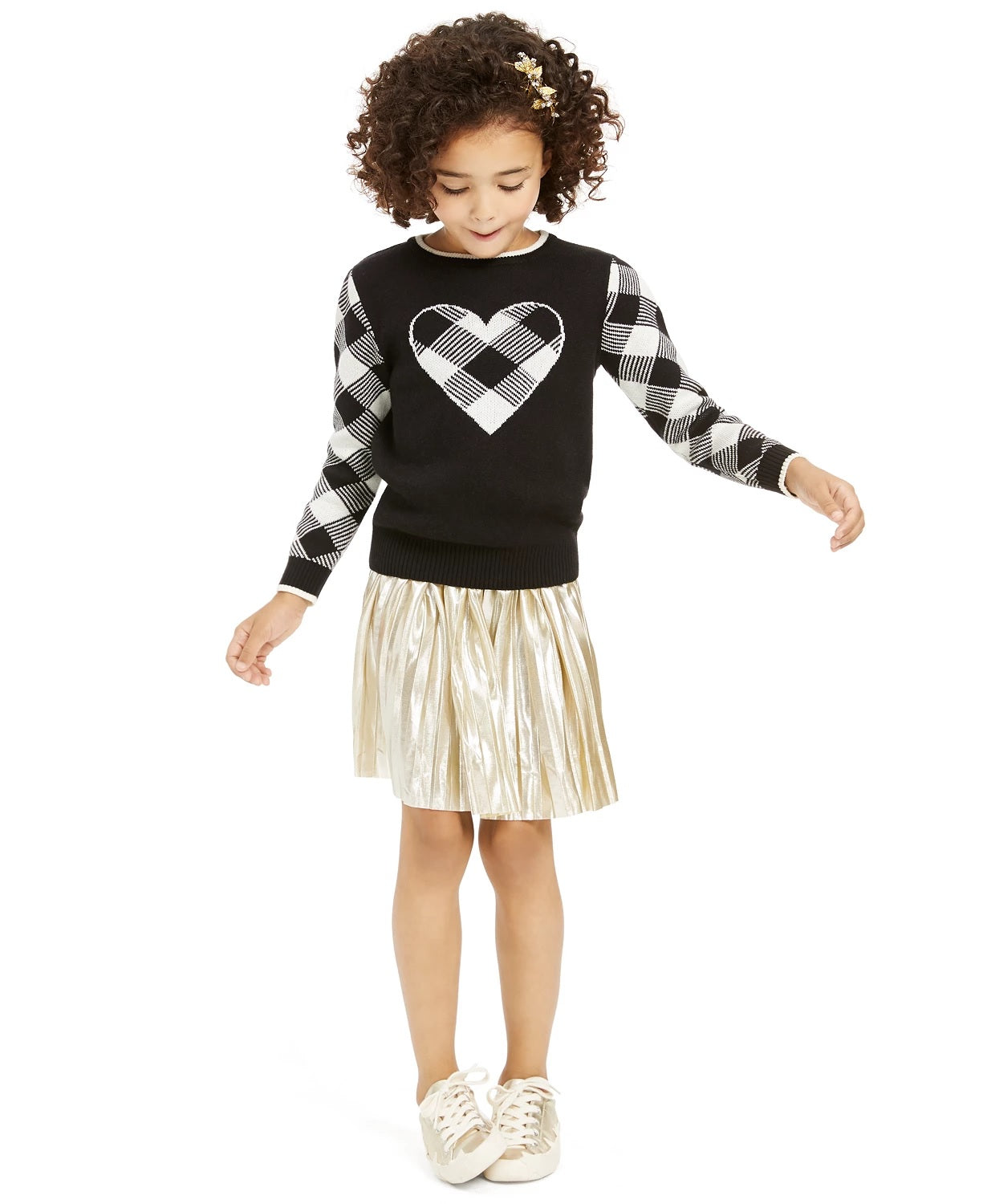 Charter Club Little Girls Buffalo Check Família Suéter Branco Tamanho 6X