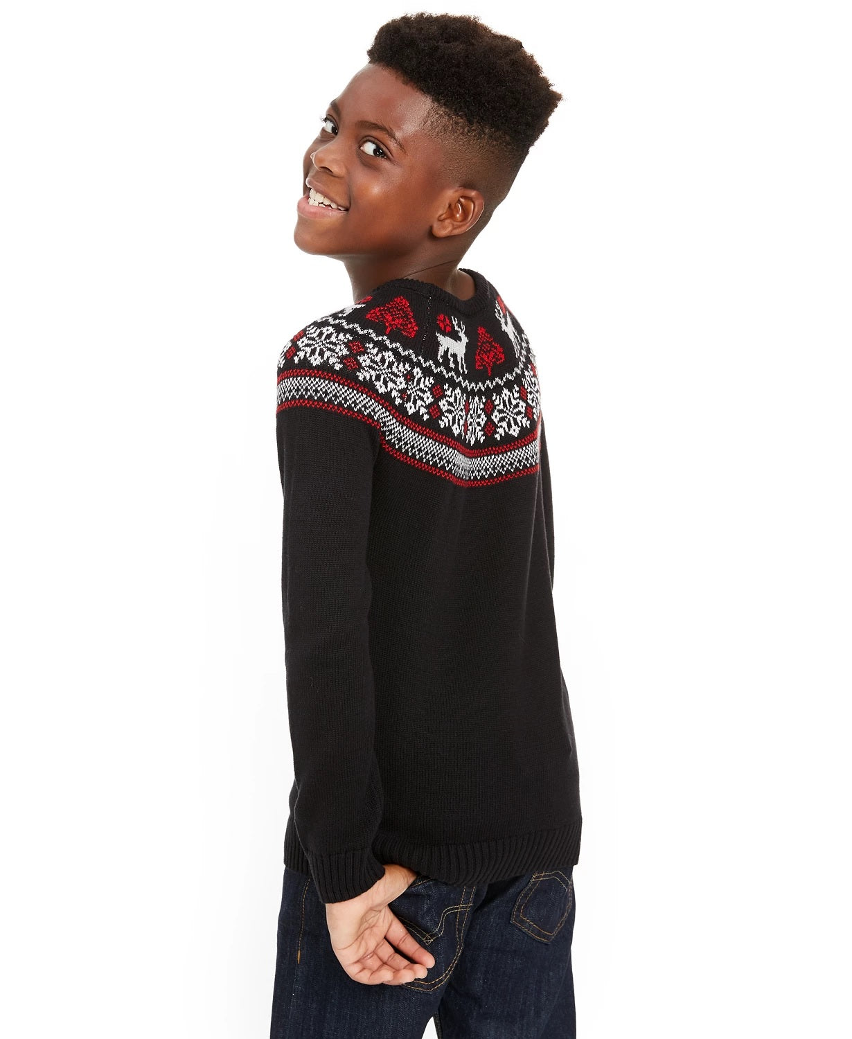 Suéter Charter Club Big Boys Fair Isle Family Preto Tamanho X-G
